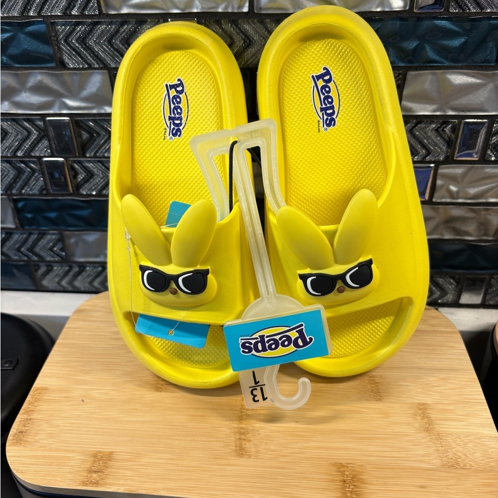 Peeps Kids Yellow Bunny Slide Sandals